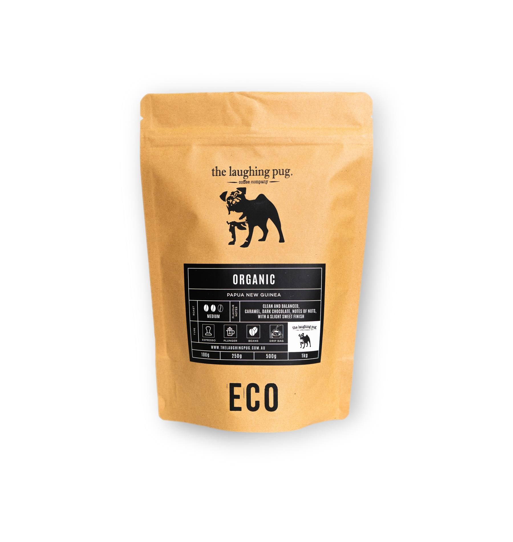 The Laughing Pug Drip Coffee Bags: Resealable Eco Packet